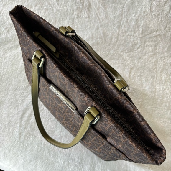 CALVIN KLEIN Nylon & Faux Leather Logo Structured Tote Bag - Picture 6 of 16